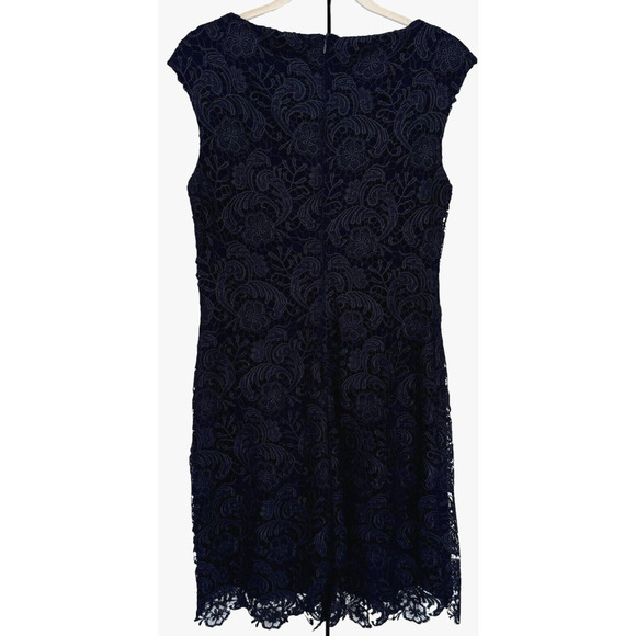 Lauren Ralph Lauren Evening Dress Lighthouse Navy Floral Lace Overlay Sz 8 - Picture 2 of 8